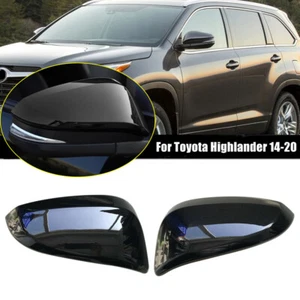 For Toyota Highlander 2014-2020 Gloss Black Rearview Side Mirror Cover Trim Cap - Picture 1 of 13