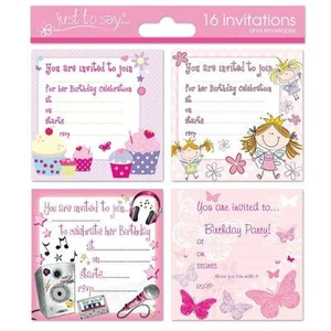16 x Girls Childrens Birthday Invite Party Invitations.. Fairy Butterfly Cupcake - Picture 1 of 1