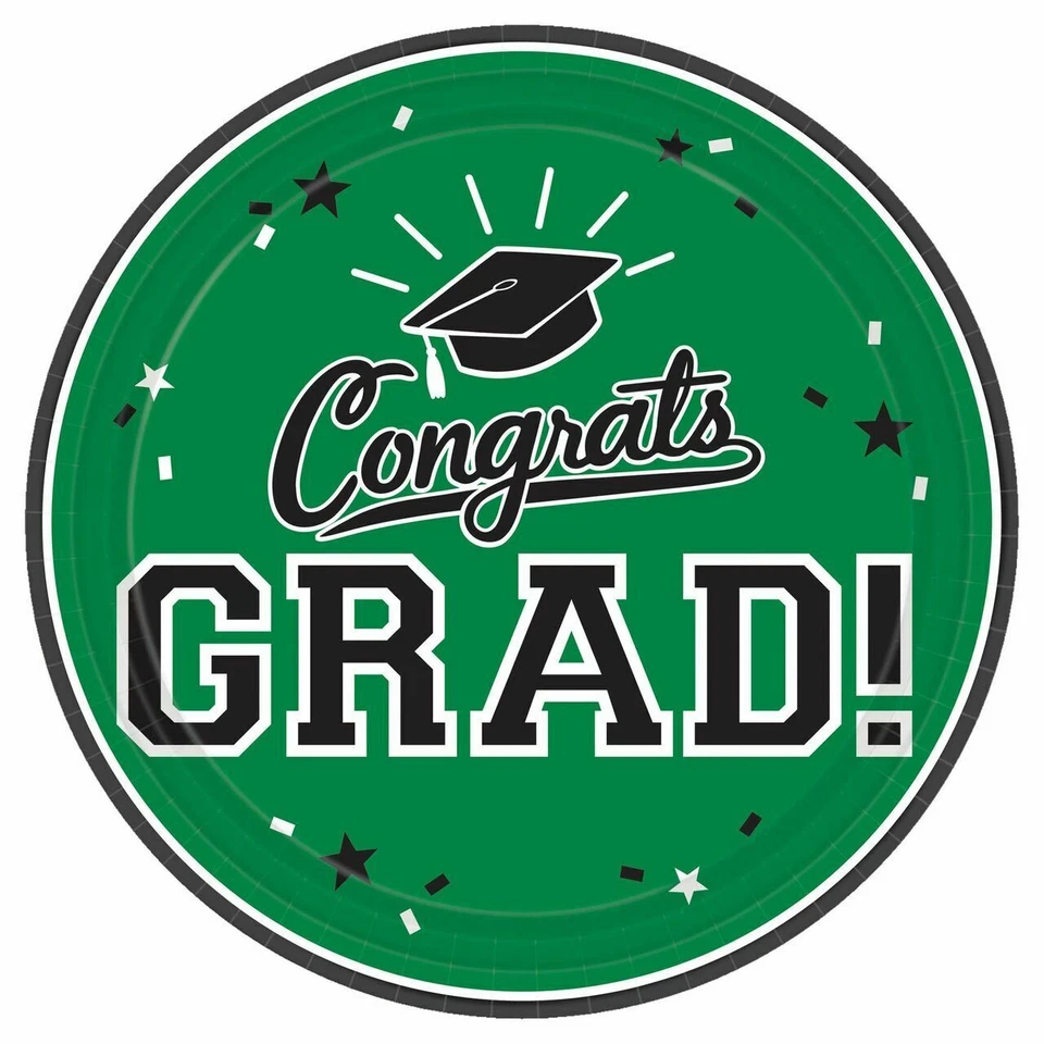 Pratos de bolo de sobremesa verde 18 quilates 7" valor tamanho graduação escola espírito  - Imagem 1 de 1