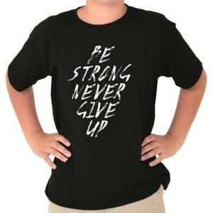 Be Strong Yoga Fitness Gym Motivation Gift Youth Crewneck T Shirts Boy or Girl - Picture 1 of 9