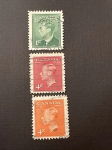 CANADA 1949 - 1951 King George VI  3 Pcs Stamps,used - Picture 1 of 8