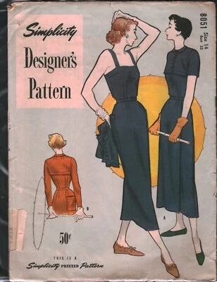 8051 Vintage Simplicity Sewing Pattern Misses 1950s Designer Sundress Bolero 14 - Image 1 of 2