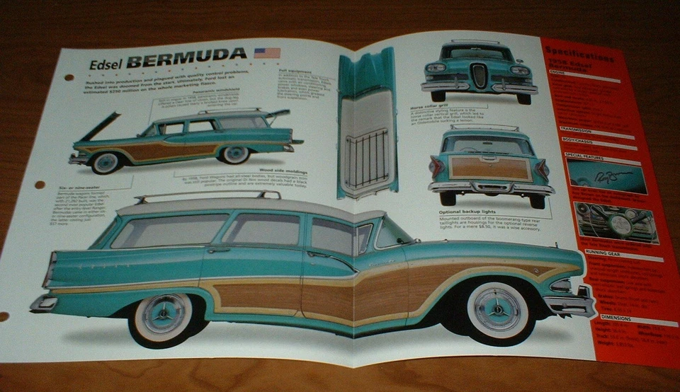 1958 Ford Edsel Bermuda Original Imp Brochure Specs Info 58 361 Station Wagon - Image 1 of 1