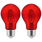 2-Pack Sunlite LED Transparent Red A19 Filament Bulbs, 4.5 Watts, Dimmable