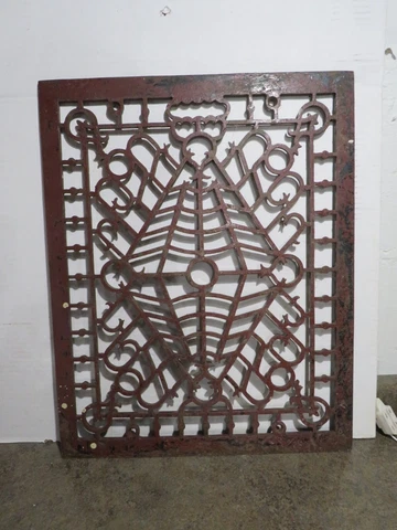 Large Antique Cast Iron Victorian Era Cold Air Return/Floor Grate Register Vent Cover