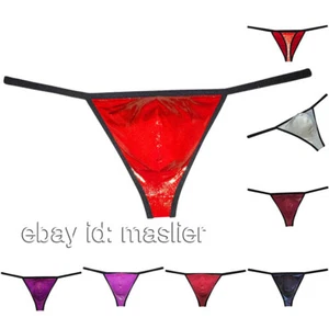 Men's Shiny Ice Silk String Thong Underwear Glossy Liquid Metallic Bikini Tangas - Picture 1 of 33