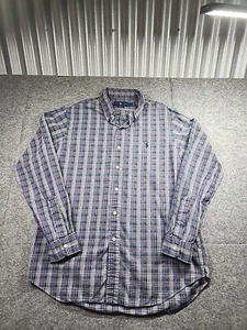Ralph Lauren Mens Large Classic Fit Long Sleeve Button Shirt Purple Green Plaid - Picture 1 of 10