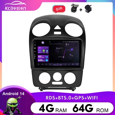 4G+64GB Autoradio Android 14 Carplay DAB GPS Per VW NEW Beetle 2001-2010 WIFI BT - Immagine 1 di 4