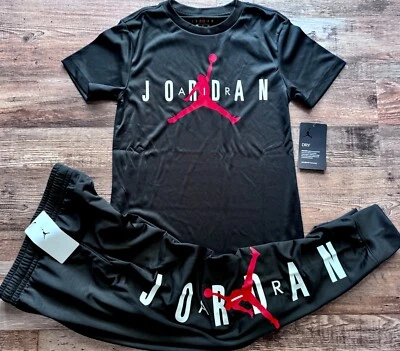 NWT Nike Air Jordan Boys YLG Black/White/Red BIG LOGO Pants Set Large - Image 1 of 4