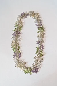 Stunning Sterling Silver Cha Cha Amethyst Peridot White Garnet 16.5" Necklace - Picture 1 of 7