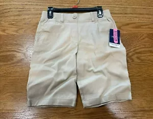 IZOD APP'D School Uniform Girls Knit Waist Bermuda Short KHAKI Sizes 4, 10, 12   - Picture 1 of 8