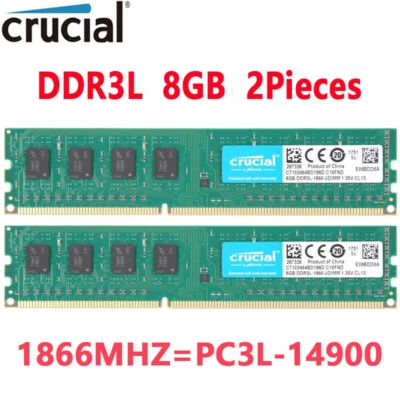 Crucial DDR3L 16GB (2x 8GB) 1866 MHz PC3L-14900 DIMM 240-Pin Non-ECC Memory RAM  - Image 1 of 4