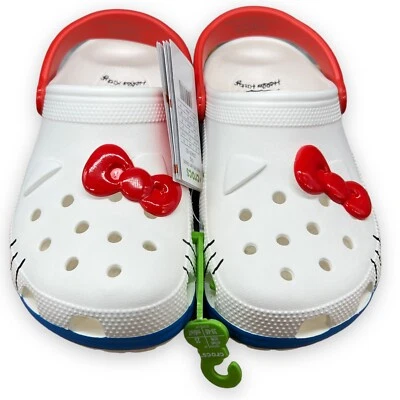 Zuecos Crocs Hello Kitty Mujer’s 9 Rojo Blanco Azul 50 Aniversario San Río Foto 1 de 4