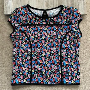 Disney D-Signed Girls L (14 / 16) Multicolor Floral Top Keyhole Back Casual JU - Picture 1 of 10