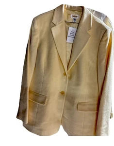 Vintage Talbots Blazer Suit Jacket Light Yellow Size 18 Angora Rabbit Hair NWT - Picture 1 of 7