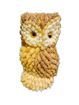 Vintage Sea Shell Owl Beach Art Figurine Wonkey Eyes Ocean Kitchy MCM 5” - Image 1 of 4