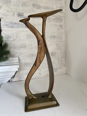 Antique Solid Brass Cobbler Shoe Shine Stand Barber Shop Foot Rest  15” - Image 1 of 4