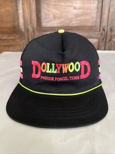 Vintage Dollywood 3 Stripe Snapback Trucker Hat RARE 80s Neon Colors 3 Stripes - Picture 1 of 12