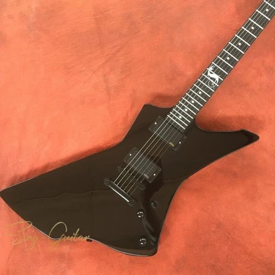 Custom Black Snakebyte Electric Guitar James Hetfield Snake Inlay Active Pickups - Image 1 of 4