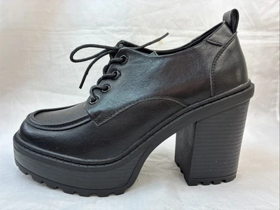 FOREVER-STATE-OXFORD LEATHER CHUNKY PLATFORM 4" Hi-Chunky Block Heel Women PUMPS - Image 1 of 4