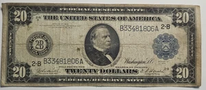 1914 $20 Twenty Dollar New York Fed. Reserve Note Blue Seal B33481806A - Picture 1 of 6