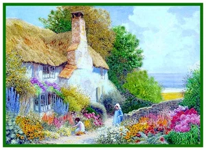Seaside Garden at English Country Cottage Strachan Counted Cross Stitch Pattern - Picture 1 of 3