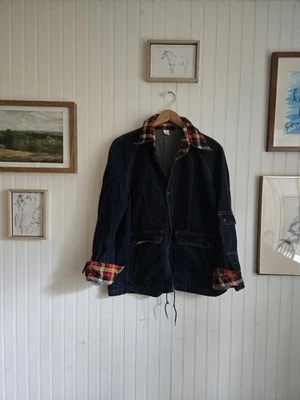 Chaqueta utilitaria vintage de mezclilla y franela para tareas de granero, 100 % algodón Foto 1 de 4