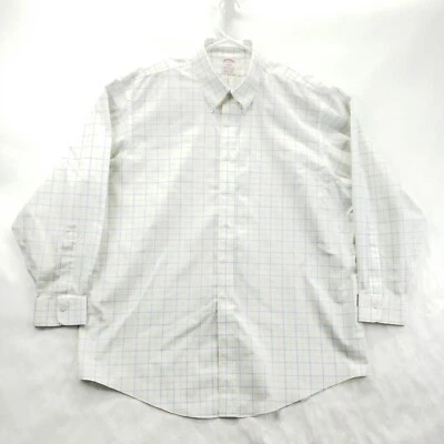 Brooks Brothers 1818 Madison Dress Shirt Mens 18 35 White Plaid Non-Iron Stretch - Image 1 of 4