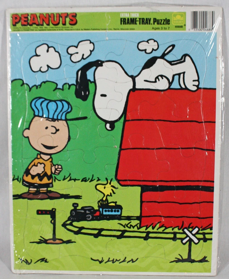RARO! BANDEJA MARCO LIBROS DORADOS CACAHUETES AÑOS 80, ROMPECABEZAS SNOOPY Y CHARLIE BROWN Foto 1 de 1