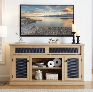Embossed Pattern TV Stand, TV and Media Console with Open and Closed Storage Spa - Picture 1 of 4