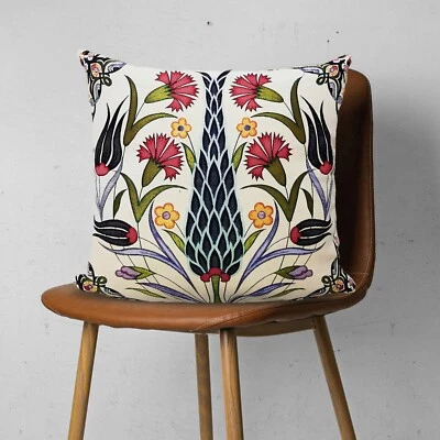 Turkish Tulip Tile Pattern Gobelin Pillow Covers,Tapestry Decorative Pillow Case - Image 1 of 4
