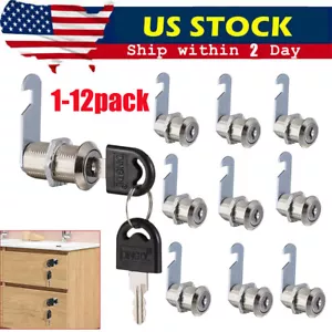 1/2/4/6/10/12 Pack Cam Lock 1-1/8” Cabinet Toolbox Safe Drawer RV Lock Camper - Picture 1 of 16