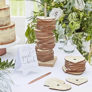 Ginger Ray Botanical Wedding Holz Stapelherz Gästebuch Papier, Holz - Bild 1 von 2