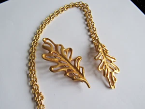 Parure Fantaisie Broche + collier et pendentif feuille  Attribué Franz SCHEUERLE - Imagen 1 de 4