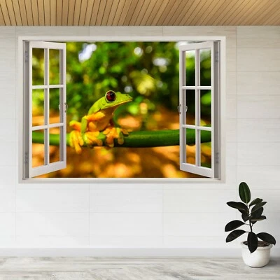 Red-eyed Tree Frog, Forest 3d Window View Wall Sticker Poster Decal A392 - Image 1 of 2