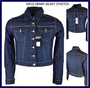 Giacca jeans donna estiva giubbotto giubbino slim fit blu denim jacket rifle m l - Picture 1 of 9