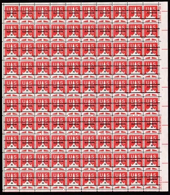 Scott #c78b Jet Washington (DC) Sheet of 100 Stamps PRECANCEL - MNH P#32999 LR - Image 1 of 2