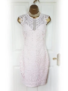 LIPSY MICHELLE KEEGAN Baby Pink Floral Crochet Bodycon Dress, size 10 - BNWT - Picture 1 of 8