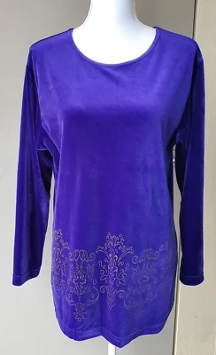 Túnica Diane Von Furstenburg para mujer mediana púrpura dorado terciopelo elegante clásica  Foto 1 de 4