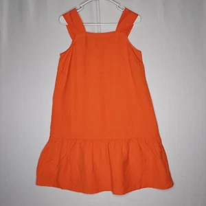 Loft Dress Small Sleeveless Linen-Blend Orange Square Neck Ruffle Hem Shift Mini - Picture 1 of 11
