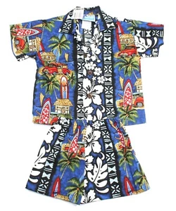 NEW RJC Made in Hawaii Tiki Surfing Hawiian Shirt Shorts Set Child Size 6 Months - Picture 1 of 3