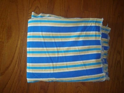 Waverly Screen Print Fabric Blue & gold striped 45" x 2 yds 32" preshrunk poplin - Image 1 of 4