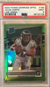 2020 Donruss Optic Jalen Hurts #1/35 Lime Green Prizm #164 🔥PSA 9 Mint💎JERSEY#