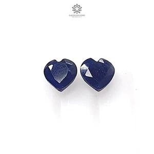 Par de piedras preciosas de zafiro azul corte facetado corazón 1,40 quilates (aprox.) para joyería 5 mm - Imagen 1 de 5