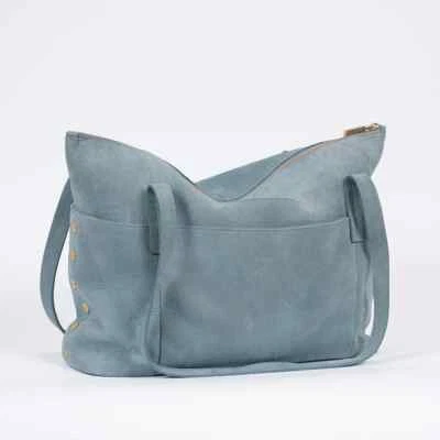 Bolso de Mano Hammitt Addie Grande de Cuero con Cremallera Azul Nubuck Bay Foto 1 de 4