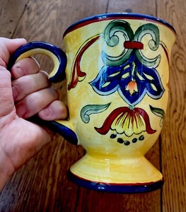 Maxcera Yellow Talavera Mug Retired Pattern Vintage EUC Colorful - Picture 1 of 9
