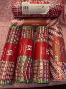 Place & Time Red/White/Green Decorative Mesh Ribbon 10" x 18ft SIX (6) Rolls NEW - Picture 1 of 4