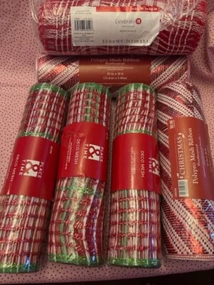 Cinta de malla decorativa Place & Time roja/blanca/verde 10" x 18 pies SEIS (6) rollos NUEVO Foto 1 de 4