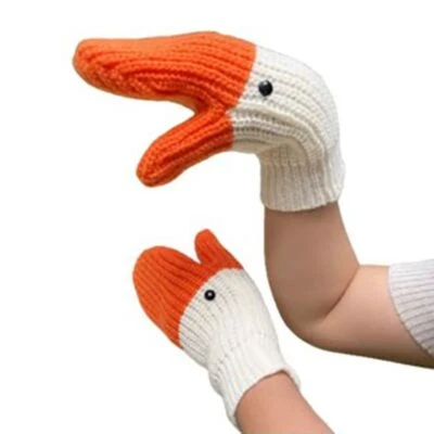 1 par de guantes de ganso tejidos guantes largos cisne divertidos guantes de dibujos animados para exteriores Foto 1 de 4