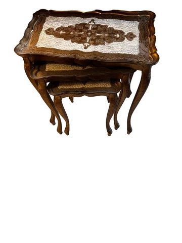 Vintage Florentine  Hollywood Regency Italian Gold Gilt Nesting Tables Italy Cover
